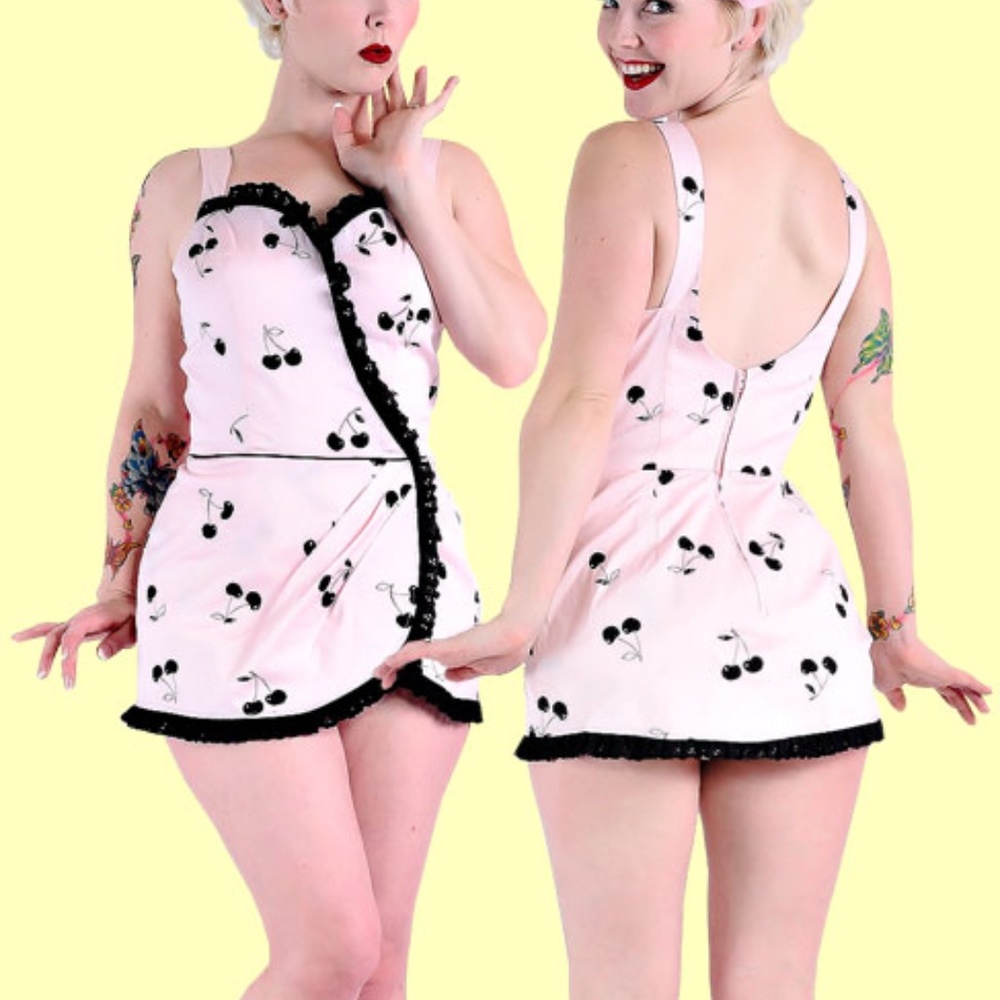 Stop Staring Retro Swimsuit Cherries NWT Pinup